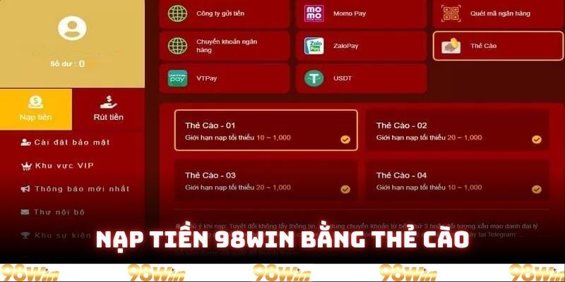 Gửi vốn cược bằng thẻ cào điện thoại siêu đơn giản và dễ hiểu